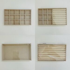 Beige Velvet Jewelry Box Display Tray Drawer Storage Holder, Set of 4